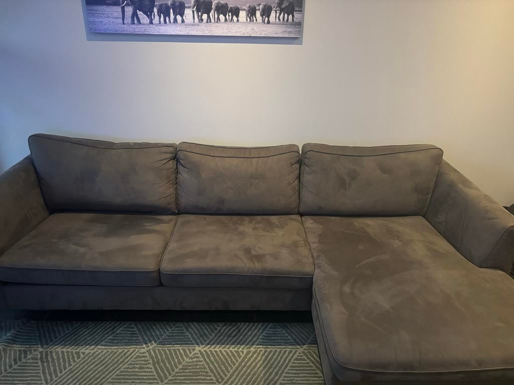 Hoekbank 2,5 zits met chaiselong, Ophalen, 250 tot 300 cm, Gebruikt, 125 tot 150 cm