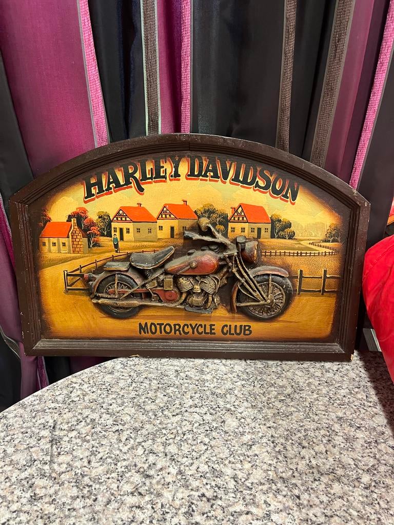 Harley Davidson Muurbord - Vintage Stijl Motorclub Decoratie, Ophalen, Gebruikt, Motoren
