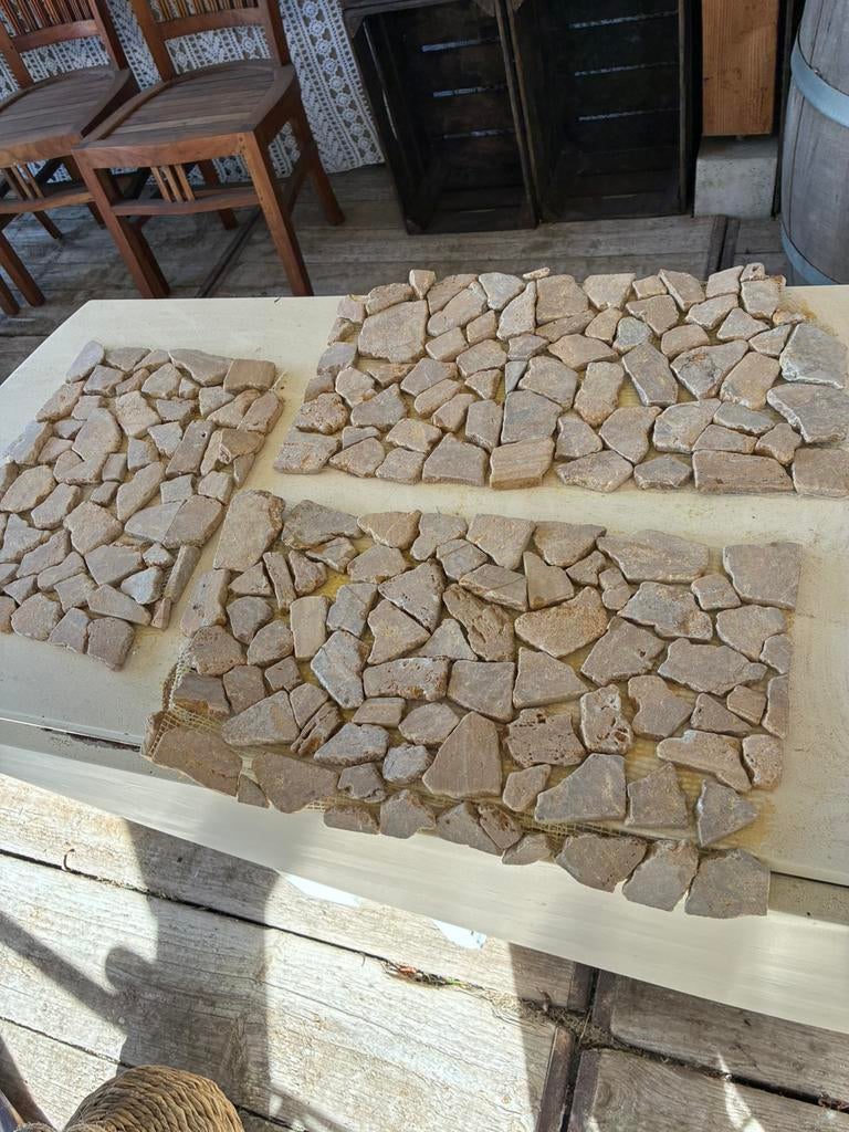 3 reststukken mozaiek matjes, Ophalen, Overige typen, Zo goed als nieuw, Minder dan 5 m²