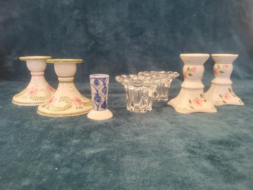 Diverse Kandelaars: Glas, Porselein & Plateel, Ophalen, Glas