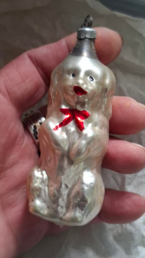 Oude kerstbal nr3. Hondje., Antiek en Kunst, Ophalen of Verzenden