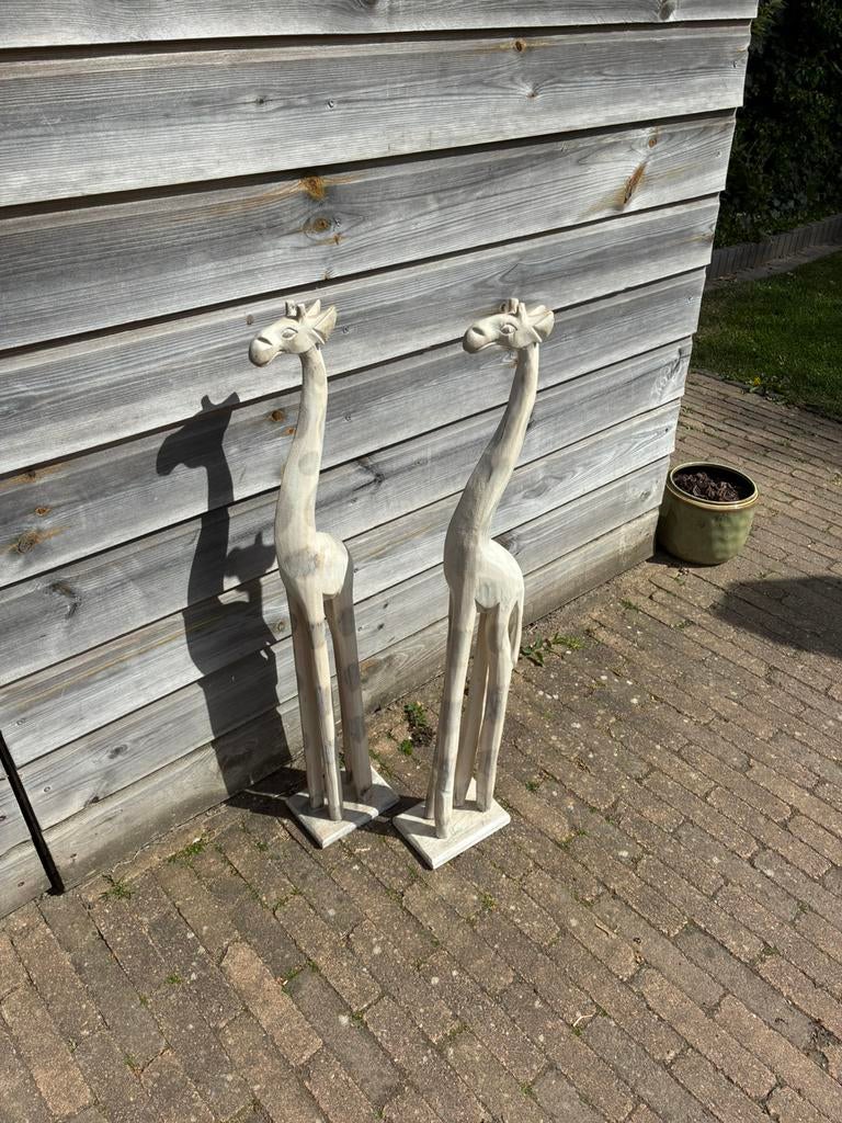 Giraffe beelden., Huis en Inrichting, Ophalen, Gebruikt, Geel, Hout