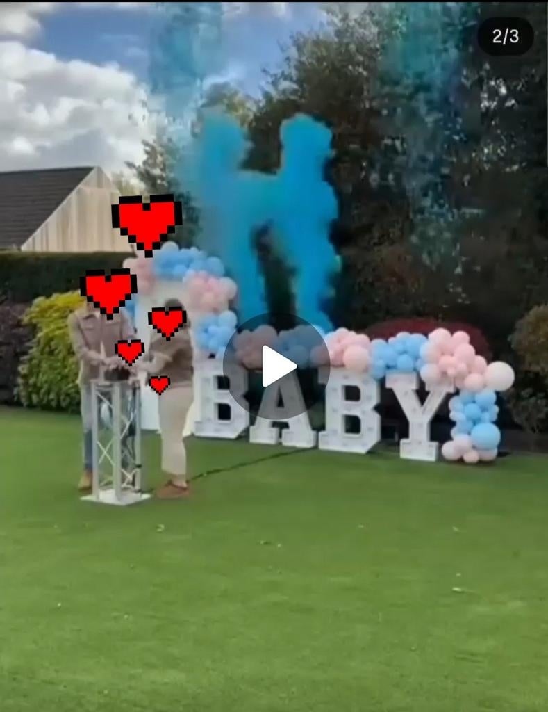 Gender reveal babyshower, Hobby en Vrije tijd, Feestartikelen | Verhuur, Ophalen of Verzenden, Zo goed als nieuw, Geboorte of Huwelijk