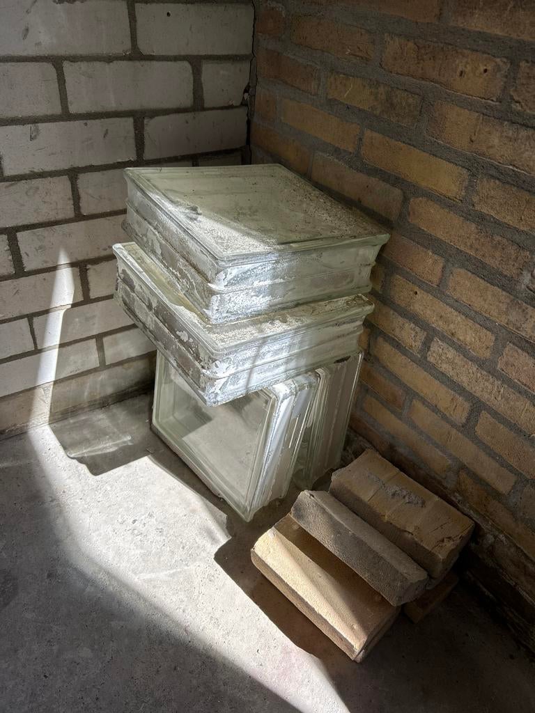 Glazen bouwstenen /glasblokken, Doe-het-zelf en Verbouw, Glas en Ramen, Ophalen, Gebruikt, Glasplaat, Minder dan 80 cm