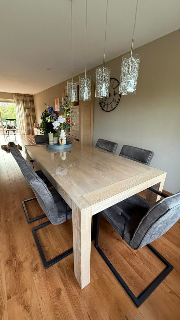 Meubelset Henders & Hazel blank eiken, Ophalen, Gebruikt, 4 tot 6 stoelen