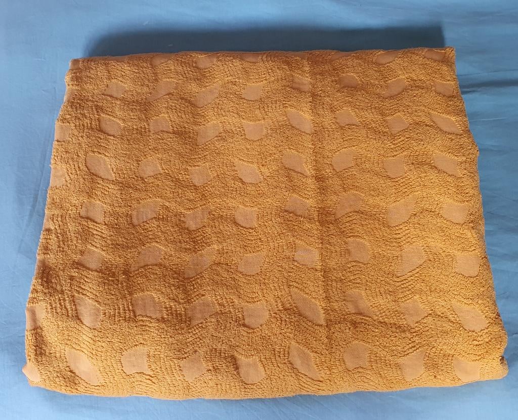 Vintage chenille sprei geel maat 190x204 cm, Gebruikt, Geel, Overige typen, Tweepersoons