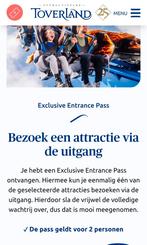 4x Toverland Exclusive Entrance Pass, Tickets en Kaartjes, Drie personen of meer