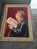 Vintage Gobelin Wandtapijt: Lezende Monnik in Gouden Lijst, Ophalen
