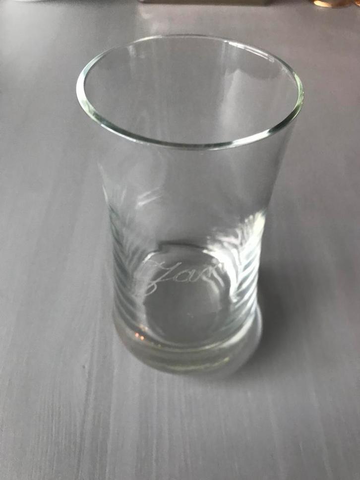 Glazen beker met naam 'Jan', Huis en Inrichting, Keuken | Servies, Gebruikt, Glas of Glazen, Effen, Glas, Ophalen of Verzenden