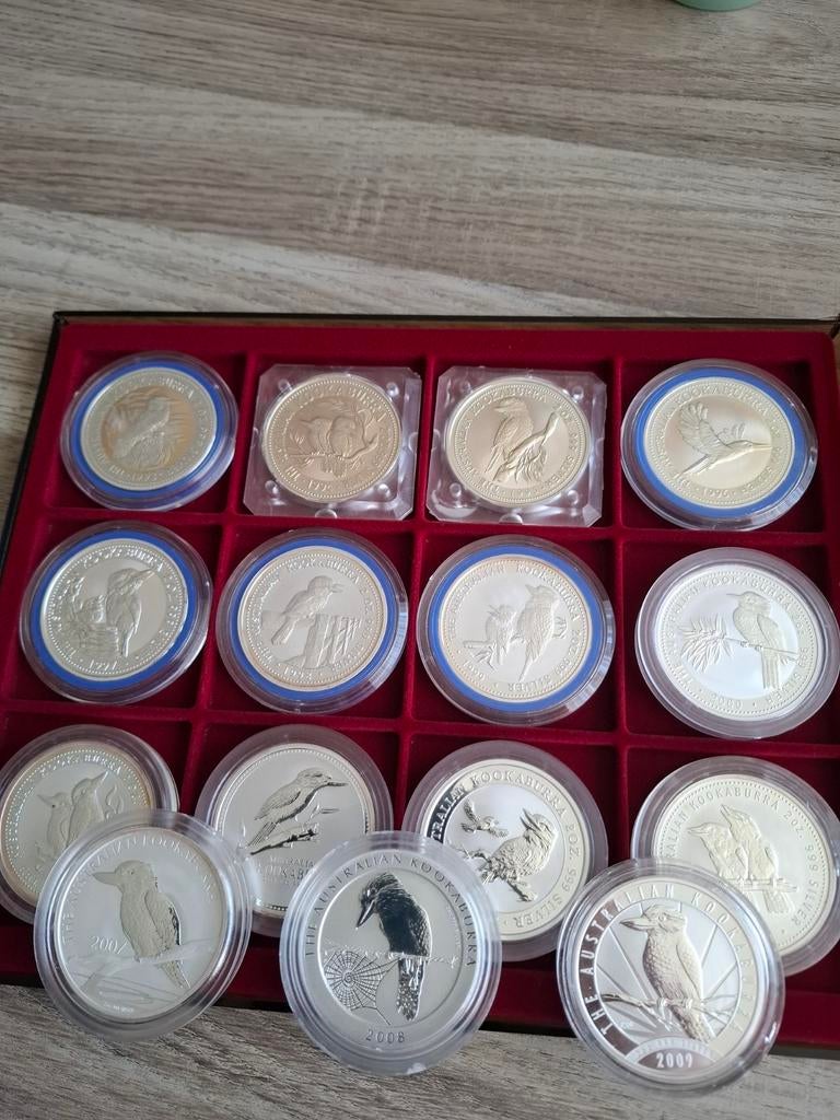 Complete serie Kookaburra 2 Oz zilver (1992-2007), Ophalen of Verzenden