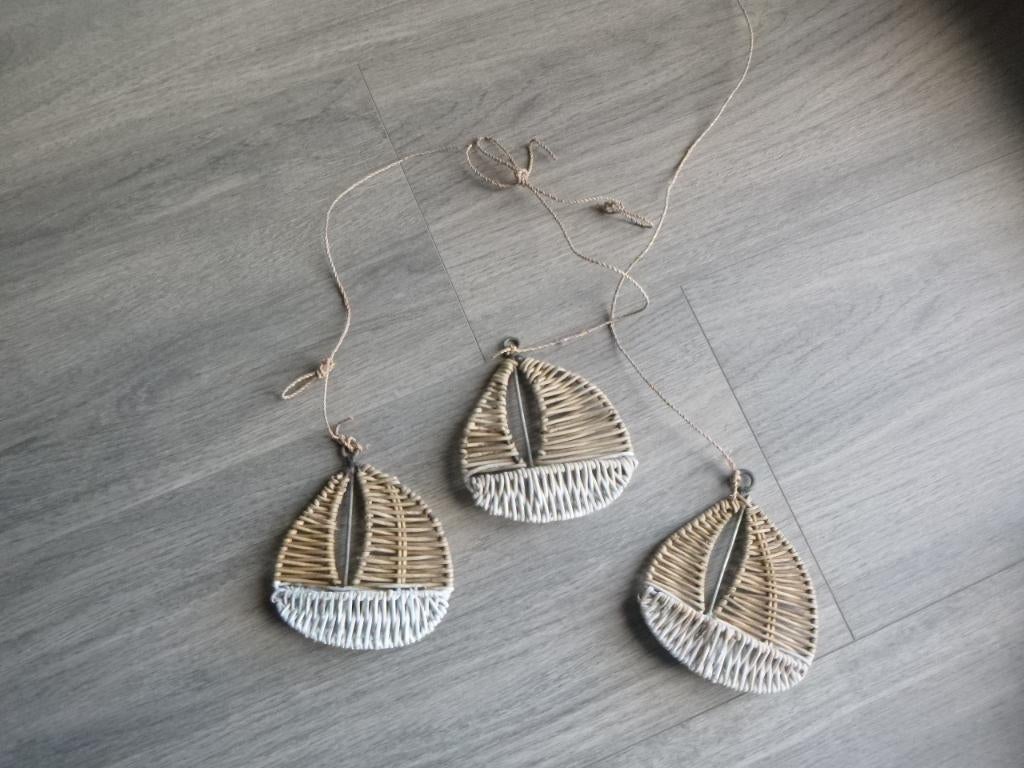 3x Riviera maison bootjes afm. 12x15 cm + ophangkoord, zgan, Ophalen of Verzenden, Zo goed als nieuw