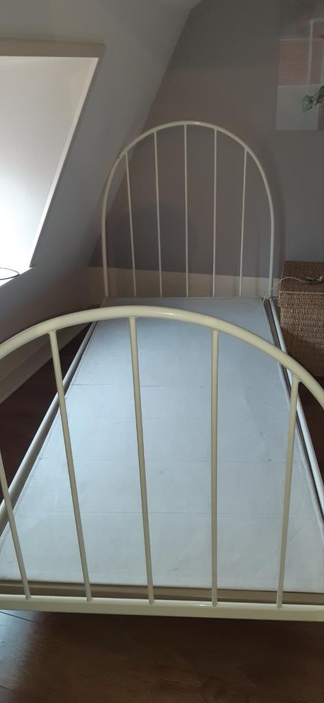 Eenpersoonsbed Auping spiraal - Wit metaal, Huis en Inrichting, Slaapkamer | Bedden, Ophalen, Gebruikt, 90 cm, Eenpersoons