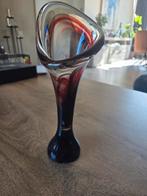 Unieke glazen vaas met rood-witte swirl, Antiek en Kunst, Ophalen of Verzenden