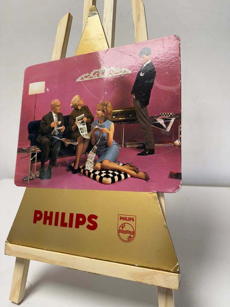 Vintage Philips reclamebord - Jaren '60 interieur, Ophalen of Verzenden