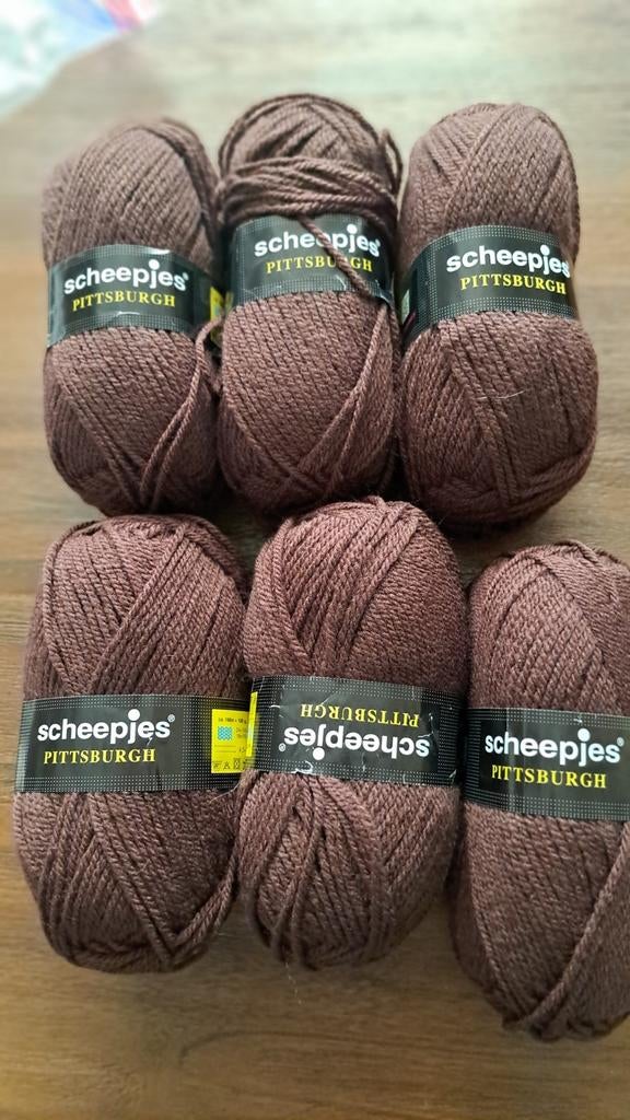 Scheepjes Pittsburgh Bruin - 6 bollen wol/acryl garen, Ophalen of Verzenden, Nieuw, Breien of Haken, Wol of Garen