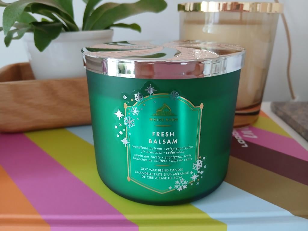 3 Wick candle Bath and Body works Fresh Balsam nu €18,99, Huis en Inrichting, Woonaccessoires | Kandelaars en Kaarsen, Overige materialen