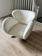 Lederen fauteuls; wit, Huis en Inrichting, Ophalen of Verzenden, Gebruikt, 75 tot 100 cm, Leer