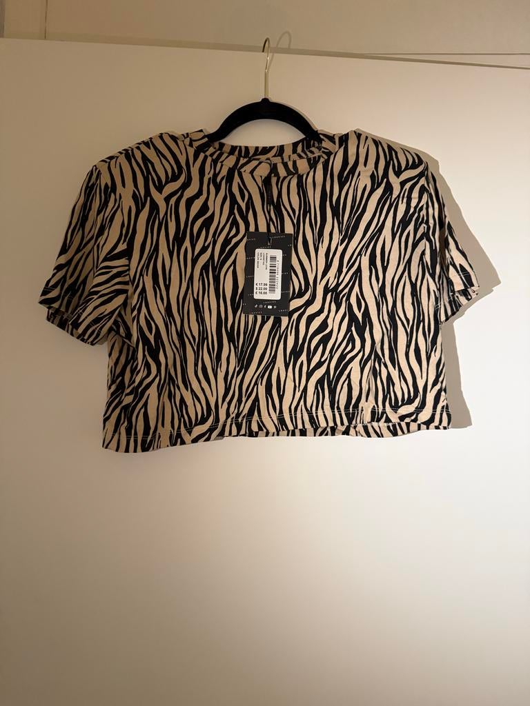 Loavies crop top met zebraprint, maat S, nieuw, Beige, Nieuw, Ophalen of Verzenden, Korte mouw