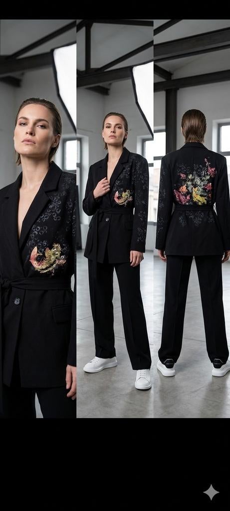 Artstic Statement Blazer. Handmade handpainted; koi karper, Kleding | Dames, Ophalen of Verzenden, Nieuw, Maat 38/40 (M), Zwart