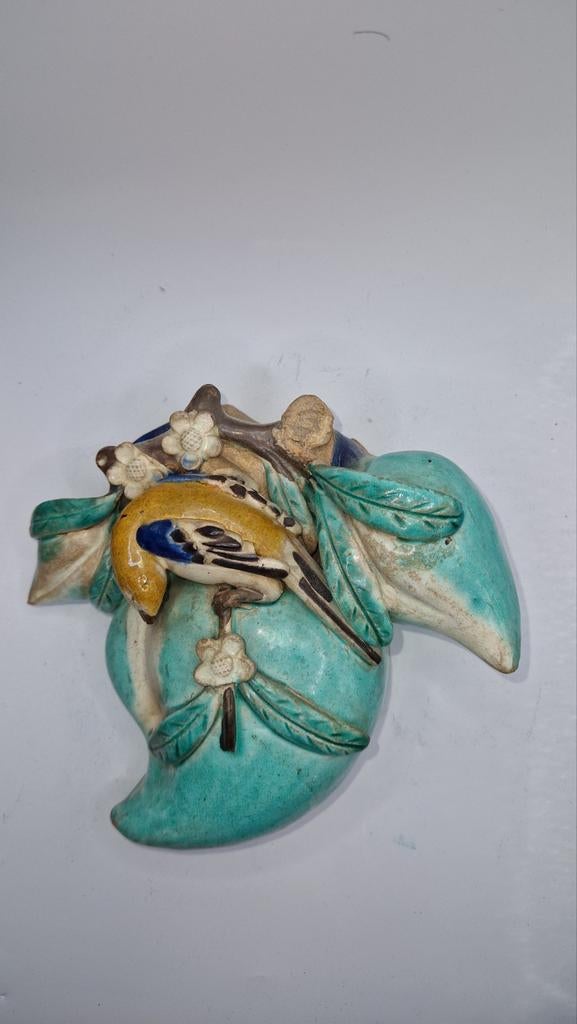 19e-eeuwse keramieken wandvaas met vogel, Antiek en Kunst, Ophalen of Verzenden