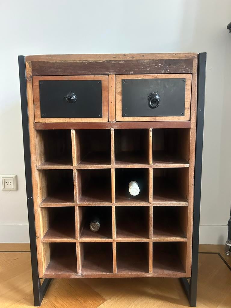 Houten wijnkastje, Huis en Inrichting, Woonaccessoires | Wijnrekken, Ophalen, Zo goed als nieuw, Hout, 75 cm of meer
