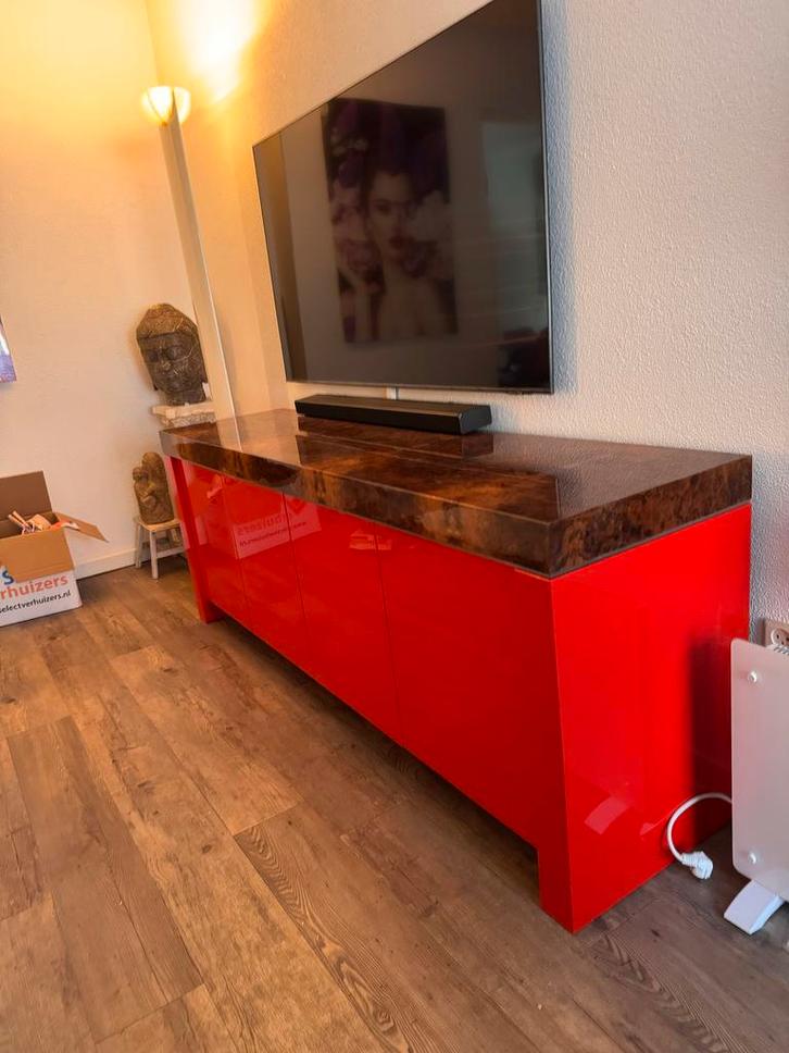 Design hoogglans rood lak dressoir / tv kast / tv meubel, Huis en Inrichting, Kasten | Televisiemeubels, Zo goed als nieuw, Minder dan 100 cm
