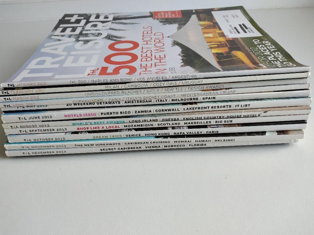 Travel + Leisure reismagazine 2012/2013 11 stuks, Ophalen, Gelezen, Overige typen