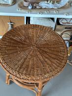Vintage rotan salon bijzet tafel, Overige materialen, Minder dan 55 cm, Gebruikt, Rond