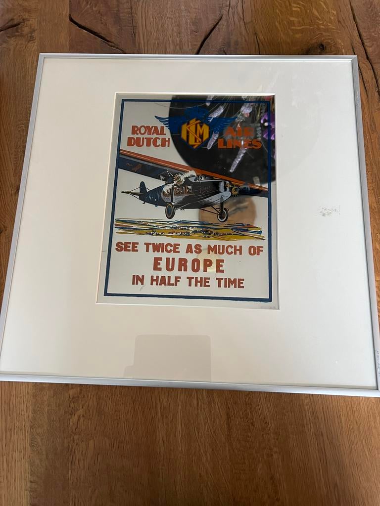 KLM spiegel in schilderijlijst, Ophalen of Verzenden, Zo goed als nieuw, Overige typen