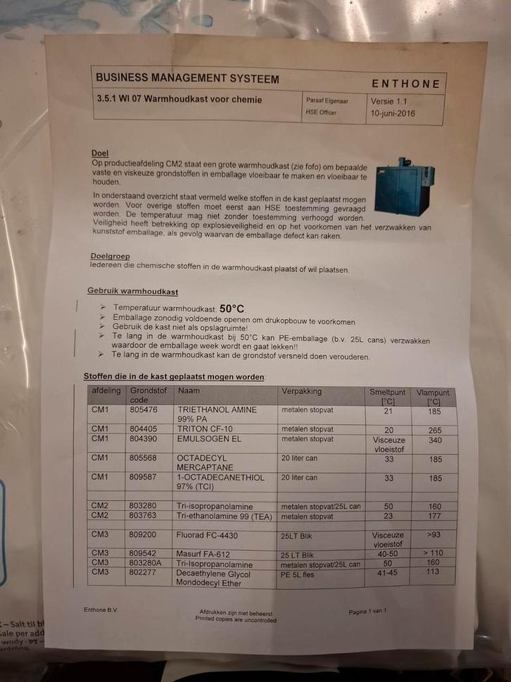 Warmhoudkast voor chemische stoffen (50C), Zakelijke goederen, Machines en Bouw | Industrie en Techniek, Ophalen