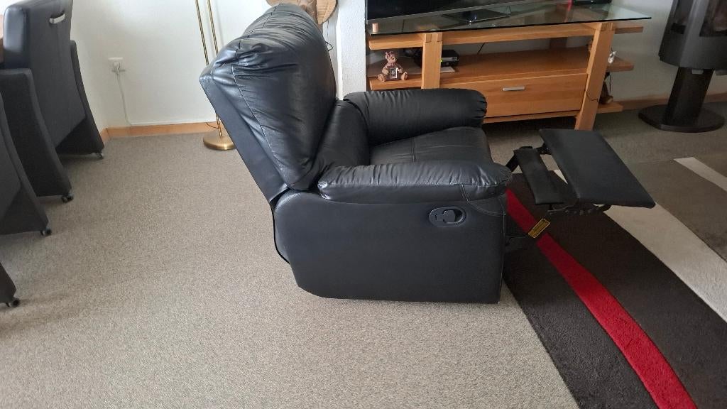 Relax stoel zwart  leer ., Ophalen, Gebruikt, 50 tot 75 cm, Leer