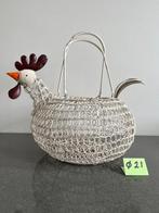 Metaal gevlochten eier-mandje met haan (21 cm), Ophalen of Verzenden, Nieuw, Rond, Overige materialen