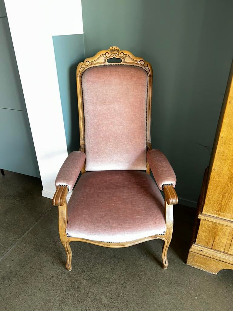 Prachtige Roze Barok Fauteuil – Eyecatcher, Huis en Inrichting, Ophalen, Zo goed als nieuw, 75 tot 100 cm, 50 tot 75 cm