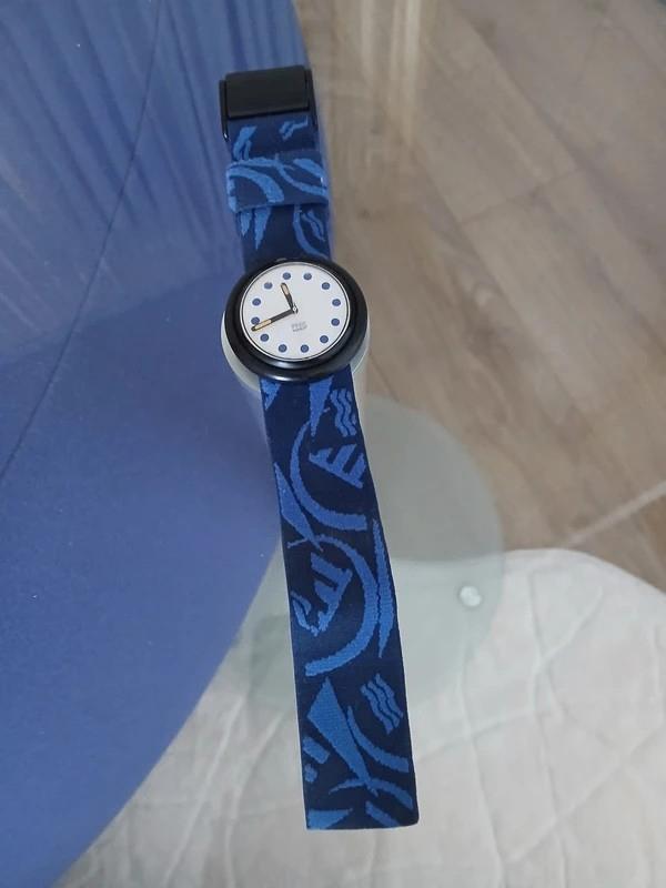 Pop Swatch - horloge - begin jaren 90 - blauw, Sieraden, Tassen en Uiterlijk, Overige merken, Overige materialen, Met bandje, Polshorloge