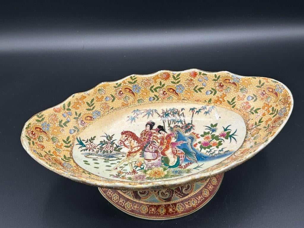 Oude Chinese porseleinen schaal op voet - antiek porselein, Antiek en Kunst, Ophalen