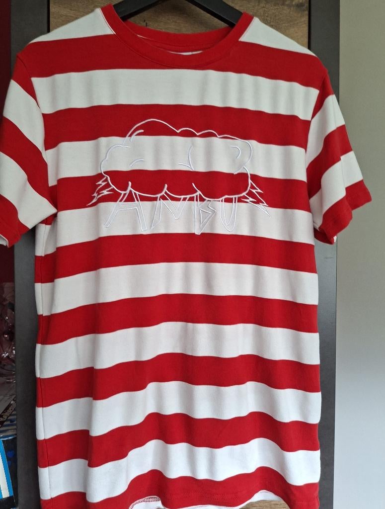 heren shirt - maat M - rood en witte strepen, Kleding | Heren, Maat 48/50 (M), ANBU, Ophalen of Verzenden, Gedragen