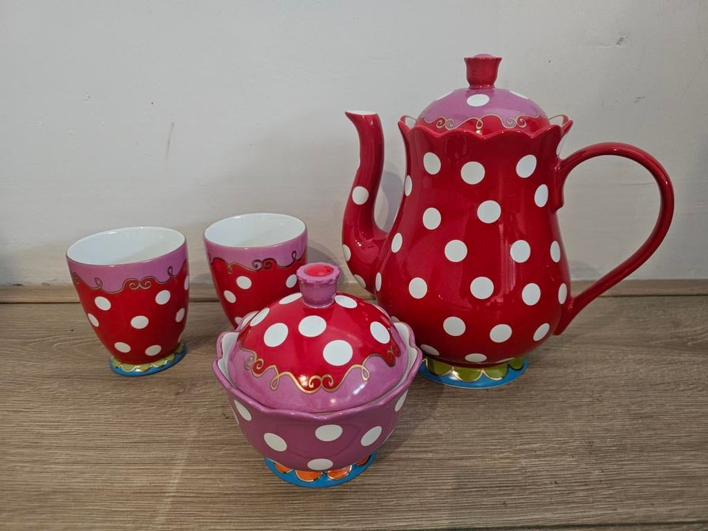 Oilily Polka Dot theeservies set van Douwe Egberts  - Nieuw!, Huis en Inrichting, Keuken | Servies, Ophalen, Nieuw, Porselein