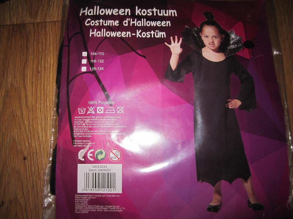 Carnaval/Halloween dracula/Vampier jurk maat 104/110 Nieuw., Kinderen en Baby's, Carnavalskleding en Verkleedspullen, Ophalen of Verzenden