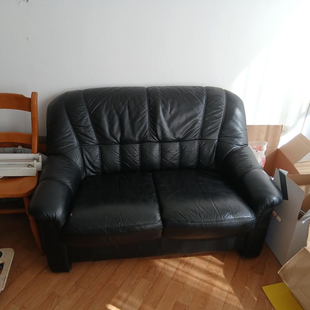 Bankje zwart, Ophalen, Gebruikt, Tweepersoons, Minder dan 150 cm