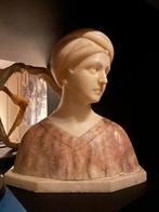 Art Deco Buste Vrouw in Albast & Marmer, Ophalen of Verzenden