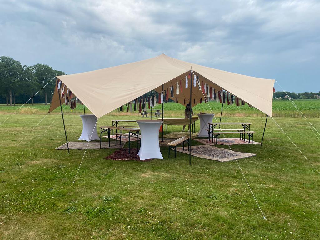 Stretchtent / partytent te huur incl. gratis statafels, Ophalen of Verzenden, Geboorte of Huwelijk