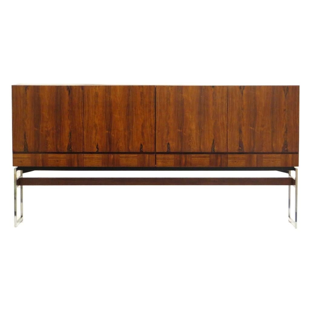 Vintage palissander dressoir met vier lades uit de jaren 60, Met deur(en), Vintage, mid century, design, Overige materialen, Ophalen of Verzenden