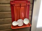 Vintage emaille rood oranje gevlamd lepelrek, Ophalen of Verzenden