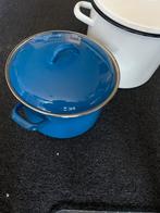 Blauwe emaille kookpan met deksel - Quality Cooking, Huis en Inrichting, Keuken | Potten en Pannen, Kookpan of Snelkookpan, Overige materialen
