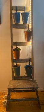 Decoratieve houten ladder met plantenbakken en LED, Ophalen, Gebruikt
