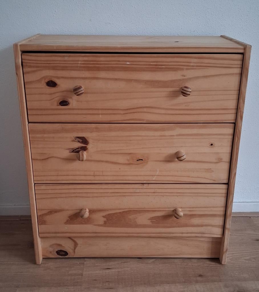 Grenen ladekast met 3 laden - H70xB62xD30, Huis en Inrichting, Kasten | Ladekasten, Ophalen, Gebruikt, 50 tot 100 cm, 3 of 4 laden