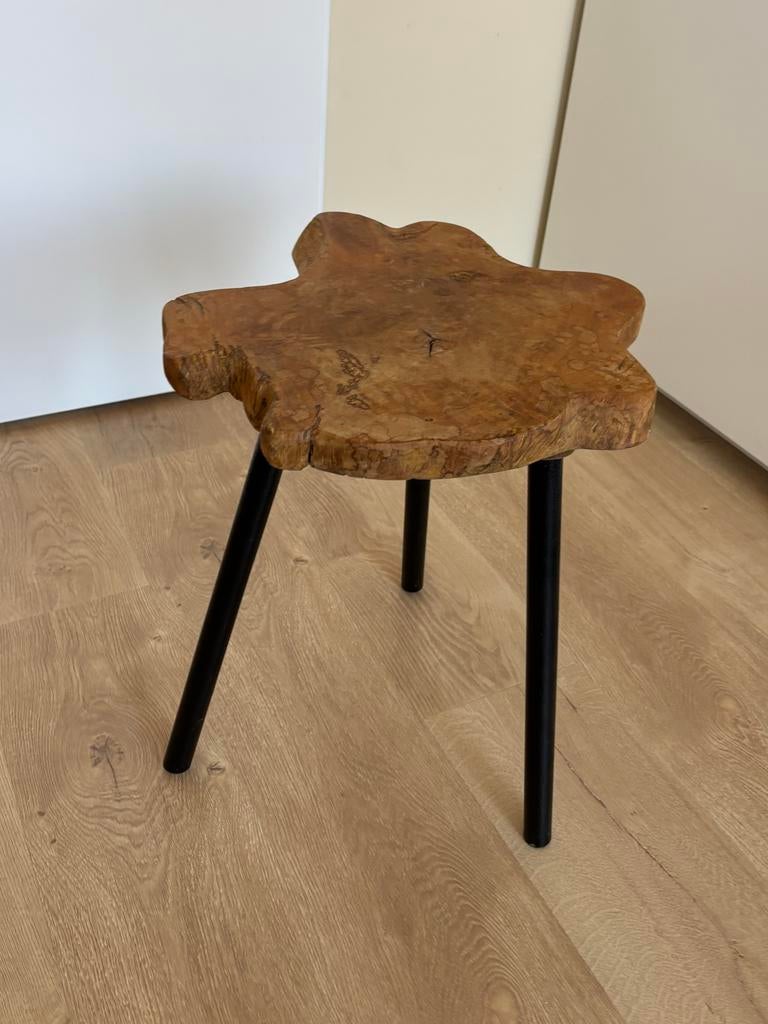 Unieke bijzettafel van boomstam, Ophalen of Verzenden, Zo goed als nieuw, Hout