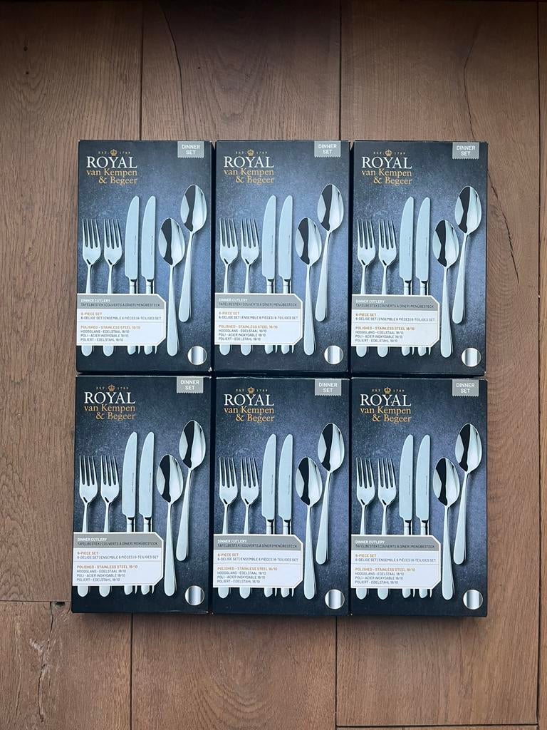 NIEUW Royal van Kempen & Begeer 6-delige Dineset, Nieuw, Ophalen of Verzenden, Rvs of Chroom, Vaatwasserbestendig