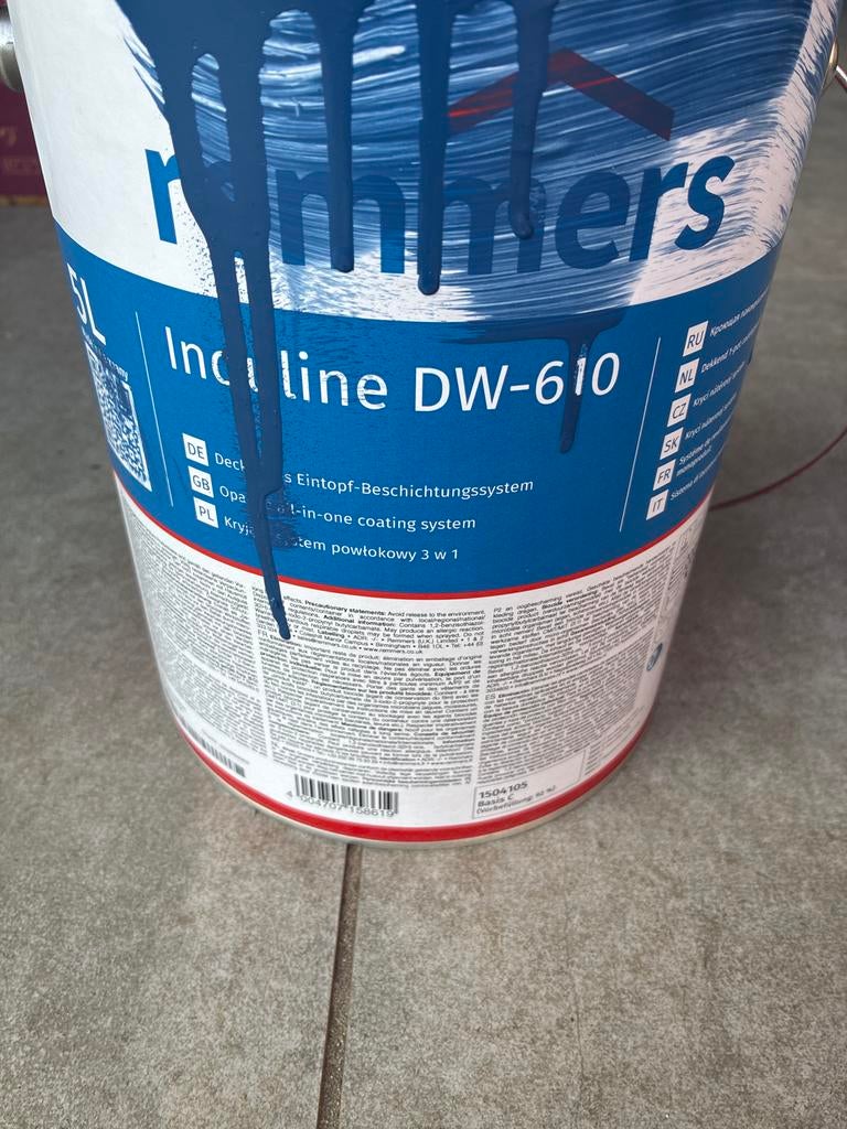 Remmers Induline DW-610 Blauwe Dekkende Beits 5L, Doe-het-zelf en Verbouw, Ophalen, Blauw, Nieuw, Beits