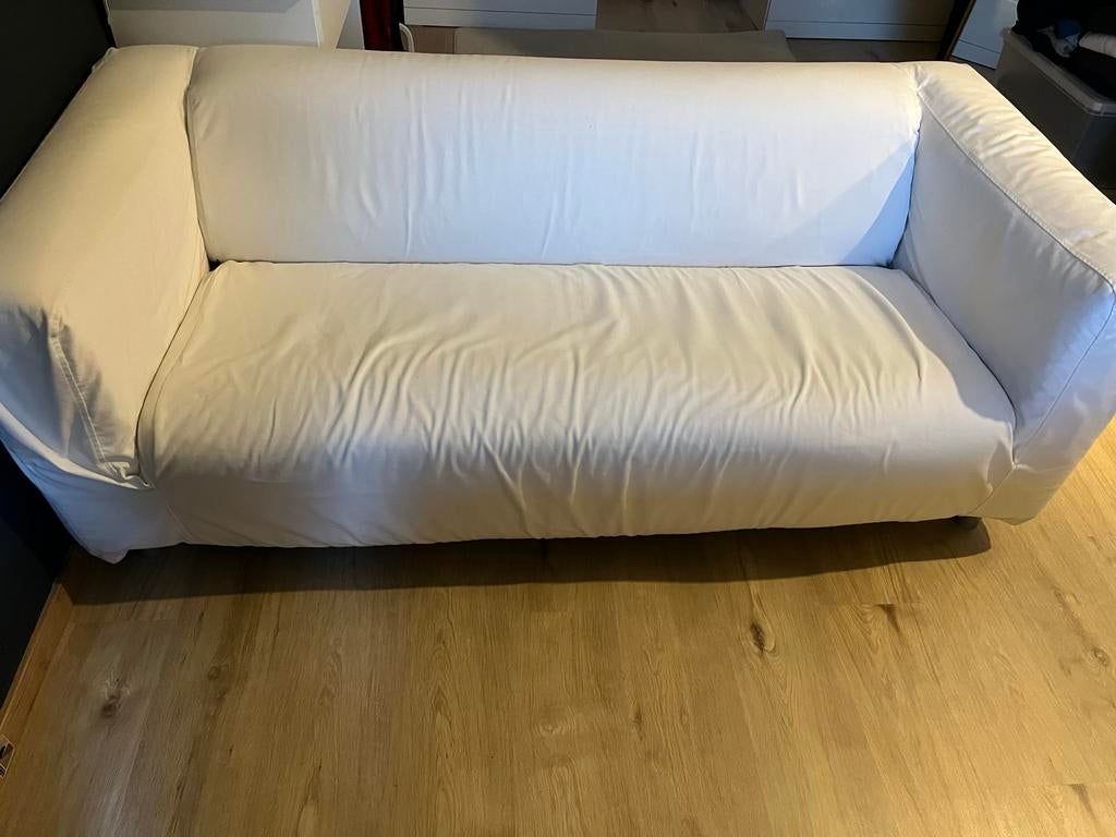 Witte Tweepersoons Bank met Uitwasbare Hoezen, Ophalen, Gebruikt, 150 tot 200 cm, Tweepersoons